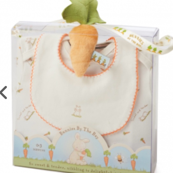 Bunnies by the Bay Carrot Bib - White and Orange - Picture 1 of 4